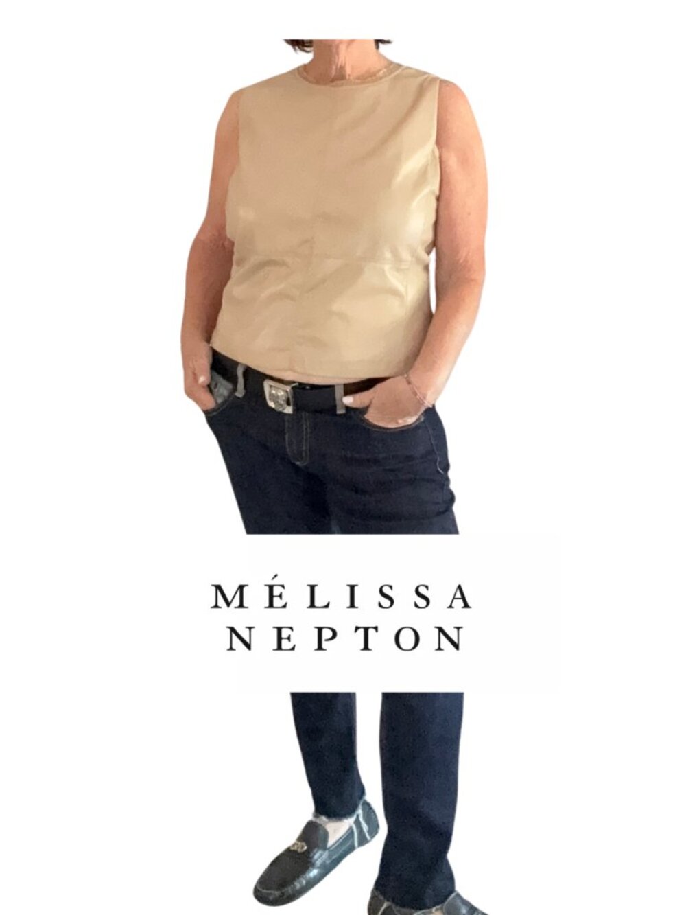 Sleeveless Vegan Leather top Size Large - Melissa Nepton - Camel Beige